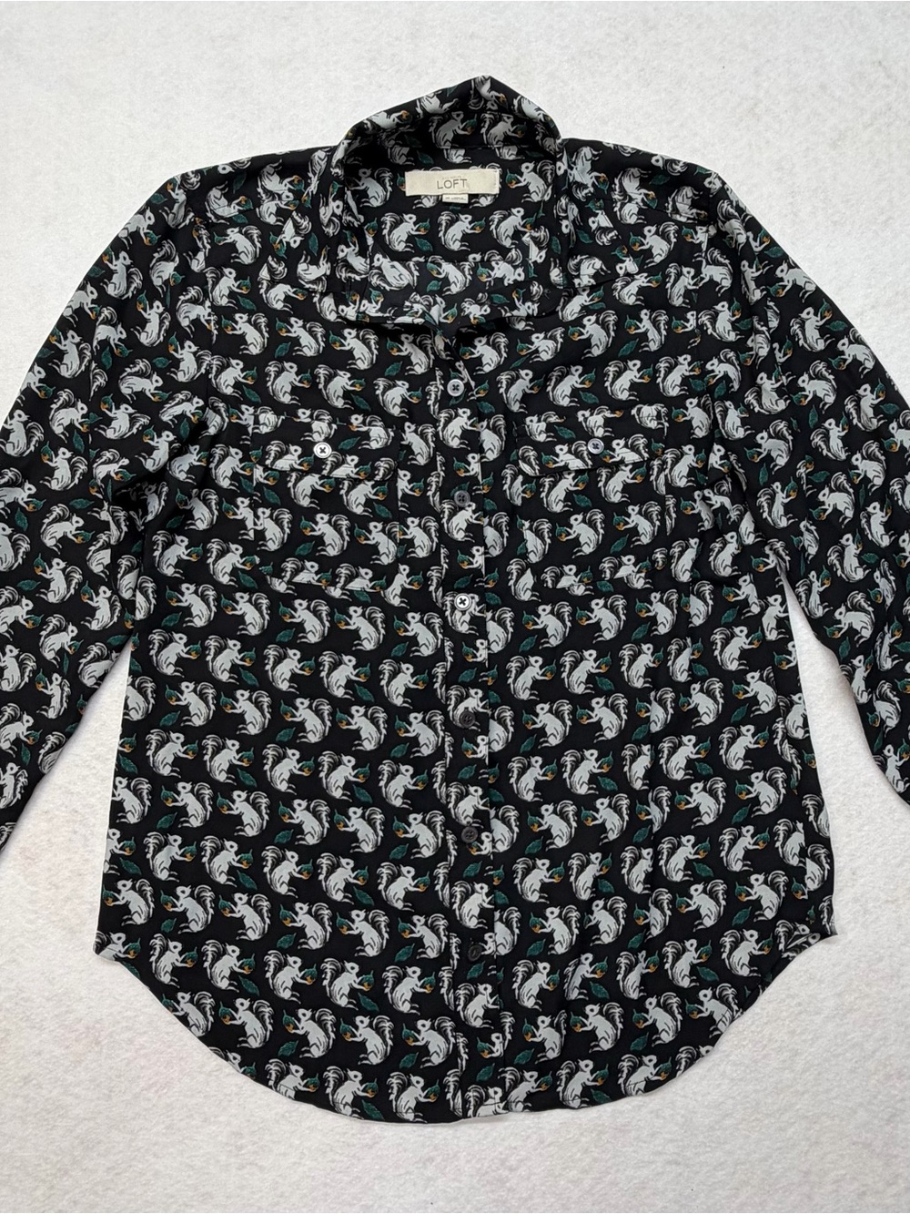 LOFT - SQUIRREL! Print Button-Down Shirt